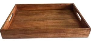 Polished Plain Square Wooden Serving Tray For Homes, Hotels