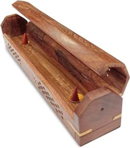 Polished Wooden Incense Box, Color : Brown