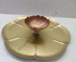 Polished Brass Plain Chip Dip Serving Platter