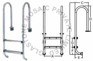 Stainless Steel MU Swimming Pool Ladders, Color : Silver