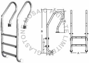 Stainless Steel SF Swimming Pool Ladders, Color : Silver