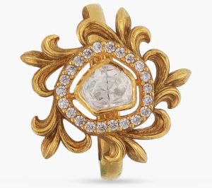 Baroque Floral Moissanite Silver Ring