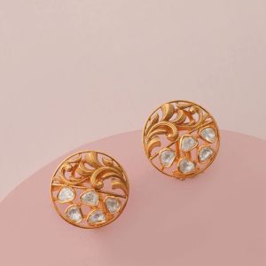 Baroque Moissanite Silver Stud Earrings