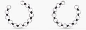 Monochrome Play Front-back Cz Silver Hoop Earrings