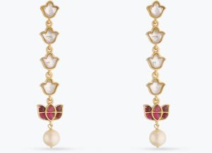 Mrinala Gold Plated Silver Drop Earrings