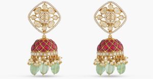 Rasika Moissanite Kempu Elegant Silver Jhumki Earrings