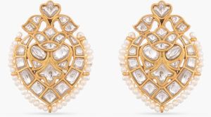 Roha Jadau Silver Earrings, Length : 3 Cm