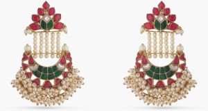 Striva Kempu Pearl Silver Earrings