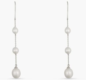 Trinity Pearl Silver Drop Earrings