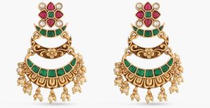 Viny Silver Chandbali Earrings, Length : 4.5 Cm