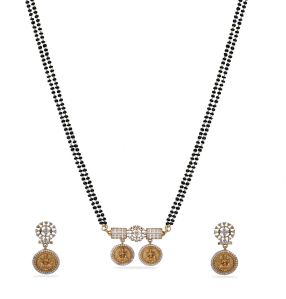 Dhriti Coin Antique Black Beads Necklace Set