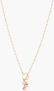 Eriha Pearl Cz Pink Leaf Necklace