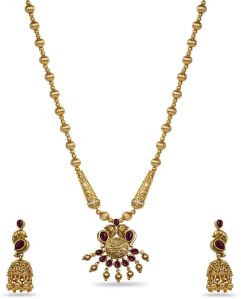 Festive Antique Kempu Necklace Set