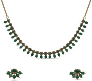 Parama Antique Green Kempu Necklace Set