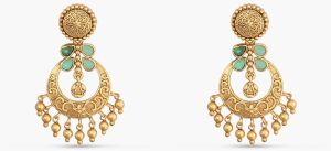 Riva Antique Green Kempu Chandbali Earrings