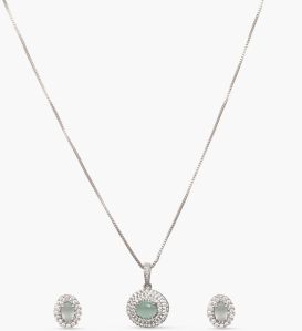 Round Charm Cz Pendant Set
