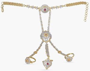 Suhana Nakshatra Cz Hand Chain, Length : 20cm, Weight : 48gms