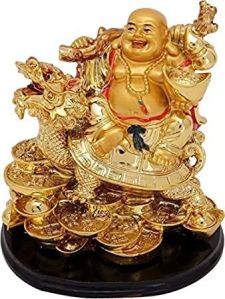 Plain Polished Laughing Buddha Statue, Color : Brown Antique For Home, Office, Shop