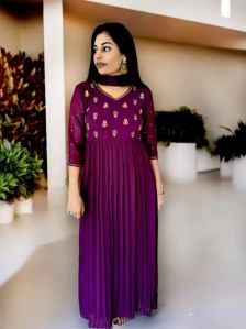 Georgette Handwork A-line Pleated Kurti