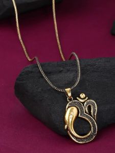 Antique Gold Plated Lord Shiva &AMP;AMP; Ganesha Chain Pendant