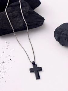 Holy Cross Black Pendant With Chain