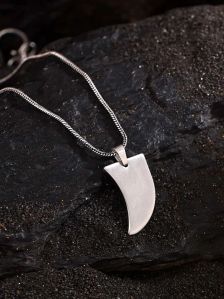 Silver Plated Wolf Tooth Pendant With Chain