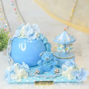 Baby Blue Metal Carousel Gift Hamper