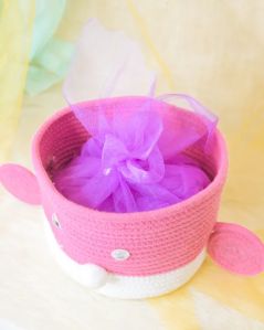 Pink Bunny Cotton Rope Gift Baskets