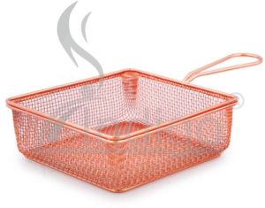 SS Mini Serving  Square Copper Basket