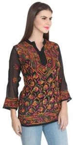 Short Georgette Chikan Kurti L, M, Xl