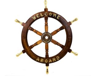 24 Wooden Ship Wheel Nautical Premium Sailor's Hand Crafted Brass & Wooden Ship Wheel | Luxury Gift Decor | Boat Collectibles