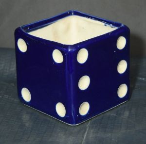 4 Inch Blue Dice Decorative Pot