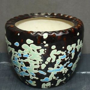 5 Inch Black Printed Ceramic Pot