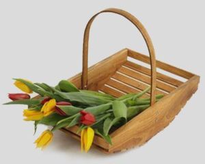 Milano Polished Wooden Baskets With Handle, Color : Brown