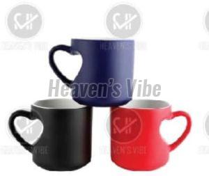 Ceramic Plain Heart Cut Coffeee Mug