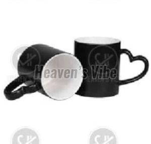 Ceramic Plain Heart Handle Coffee Mug