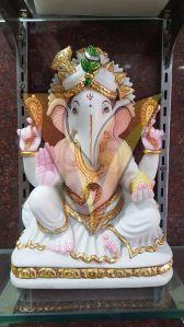 1 Feet Marble Ganesha Statue For Temple, Interior Decor