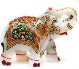 Polished Marble Elephant Statue For Home Decor