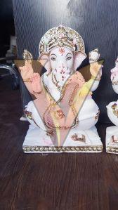 Polished Marble Ganesh Statue For Temple, Interior Decor