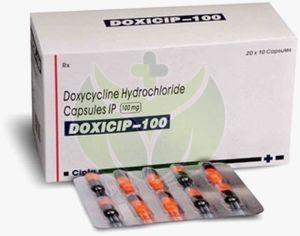 100mg Doxycycline Hydrochloride Capsules, Packaging Type : Paper Box