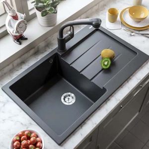 Quartz Kitchen Sink, Color : Black, Installation Type : Undermount