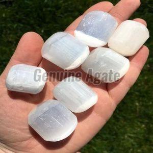 Polished Gemstone Selenite Tumbled Stone, Color : White