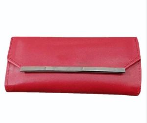 Plain Red Ladies Rexine Hand Wallet