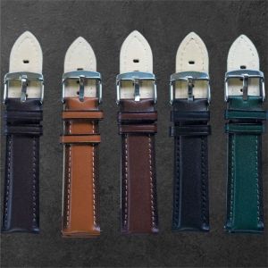 Leather Watch Strap., Color : Black, Brown, Green, Yellow, Dark Brown, Costomised