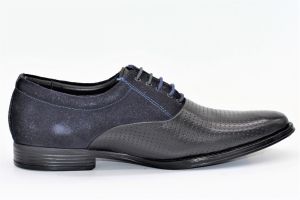 Mens Black & Blue Derby Suede Leather Shoes