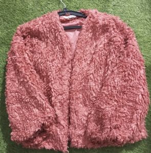 Ladies Pink Fur Hooded Jacket Mix