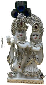 Handcrafted Silver Jewellery Radha Krishna Idol