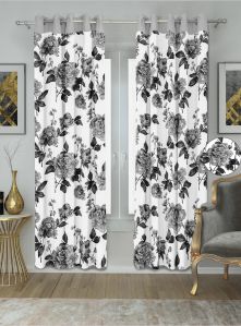 Swiss Magnolia Grey Printed Curtain