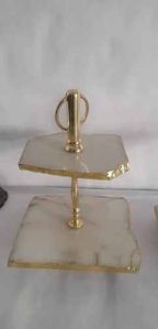 Agate and Quartz Two Tier Cake Stand