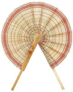 Printed Bamboo Hand Fan, Shape : Round